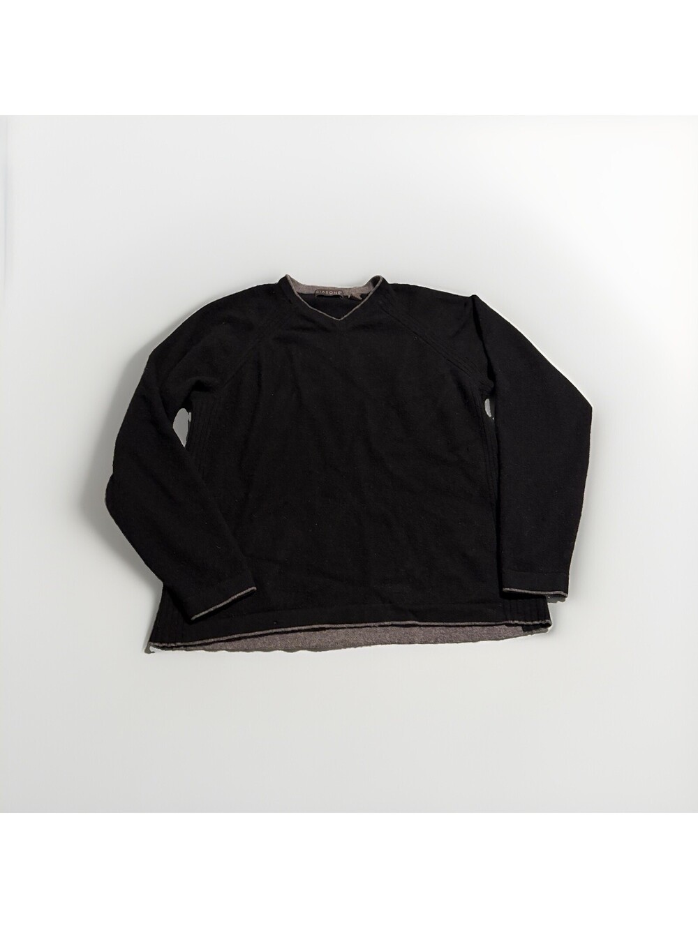 Giasone Mens Black Cashmere Classic Knit V-Neck Pullover Sweater Size XL